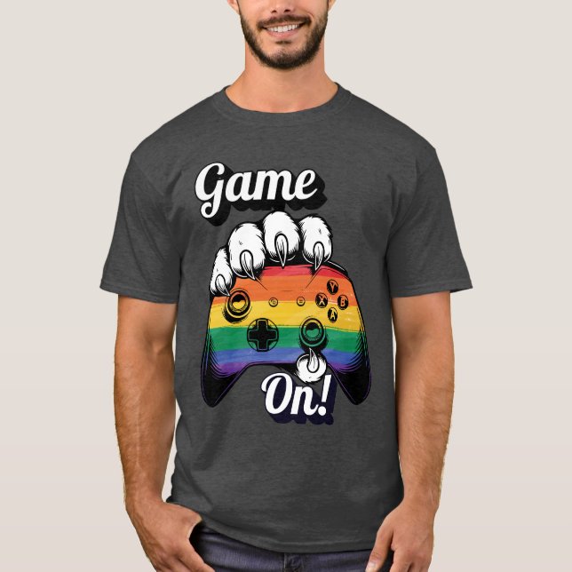 LGBT Pride Game On Tiger Paw Controller T-shirt 20 (Framsida)