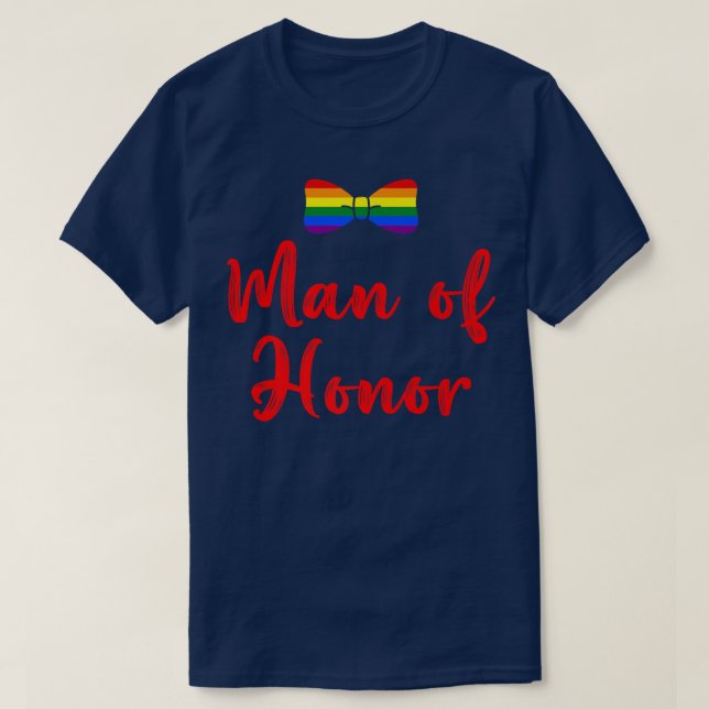 Lgbt Pride Gay Bachelor Party Man Of Honor Engagem T Shirt (Design framsida)