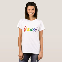 LGBT Pride Gay Lesbisk Fiance Bröllop Rainbow Text T Shirt