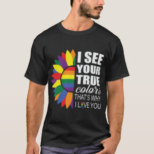 LGBT Pride Gay Lesbisk Modern regnbågssolros T Shirt