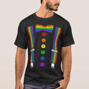 LGBT Pride Gay Rainbow Tuxedo Suspenders T-standa T Shirt