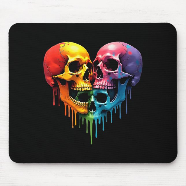 Lgbt Pride Halloween Horror Skeleton Skull Rainbow Musmatta (Framsidan)