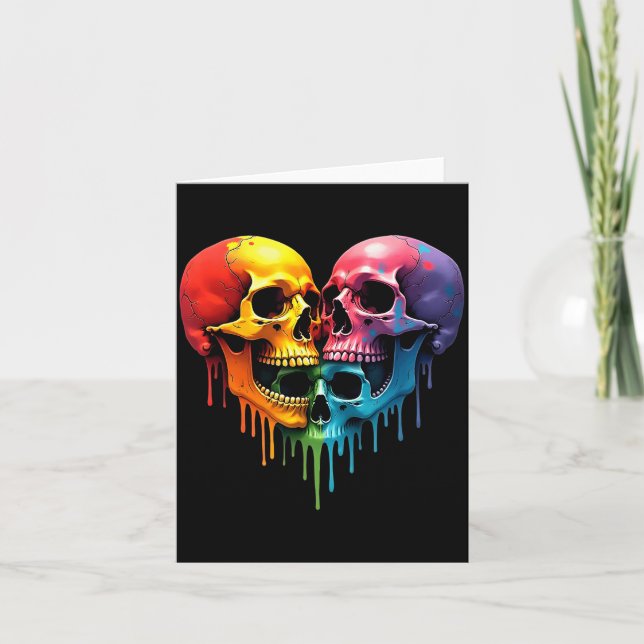 Lgbt Pride Halloween Skräck Skelett Dödskalle Regn Kort (Framsida)