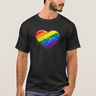 LGBT Pride Heart - First Name "Lauryn" Rainbow Hea T Shirt