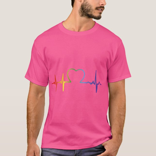 Lgbt Pride Heartbeat retro pojke T Shirt (Framsida)