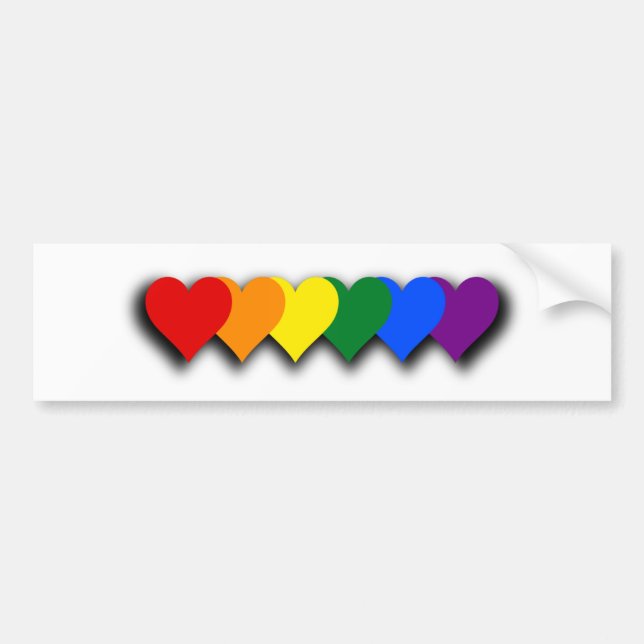 LGBT pride hearts Bumper Sticker Bildekal (Framsidan)