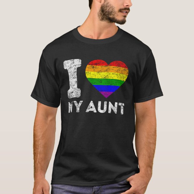 LGBT Pride I Love My Aunt Rainbow Flag Support Fam T Shirt (Framsida)