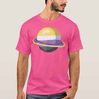 Lgbt-Pride, icke-binär Flagga Saturnus Astronomy N T Shirt