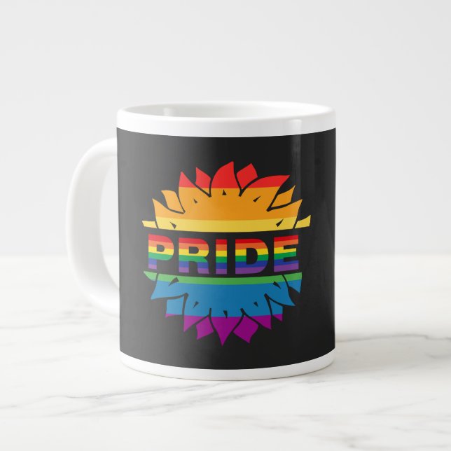 LGBT+Pride kärlek. regnbågskaffe Mugg Jumbo Mugg (Framsida vänster)