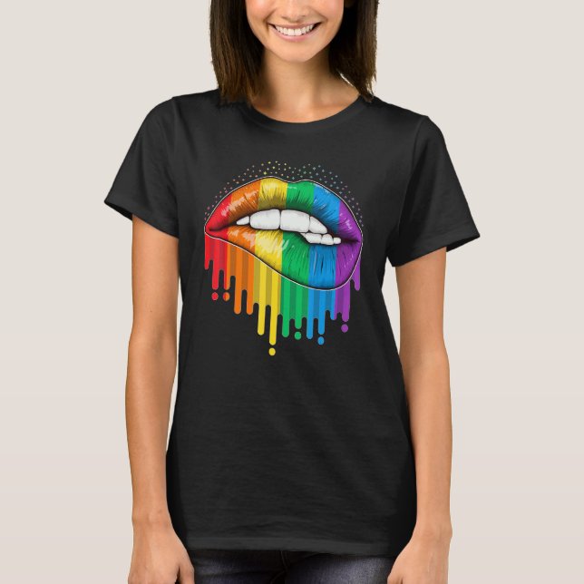 Lgbt Pride Läppar Rainbow Gay Lesbisk Bisexual Tra T Shirt (Framsida)