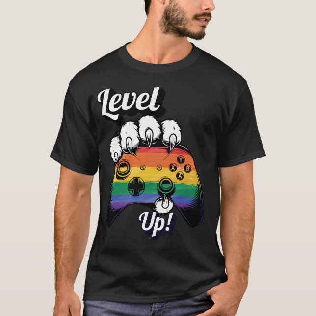 LGBT Pride Level Up Tiger Paw Controller Tee 2026 (Framsida)