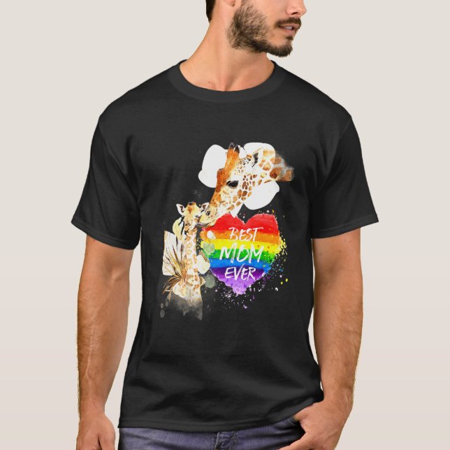 Lgbt Pride Mamma Giraffe Rainbow Best Mamma någons T Shirt (Framsida)