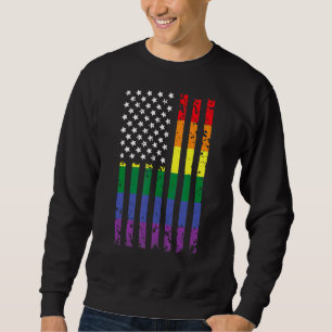 Lgbt Pride Month Amerikanska Flagga Retro Lgbt Med Lång Ärmad Tröja