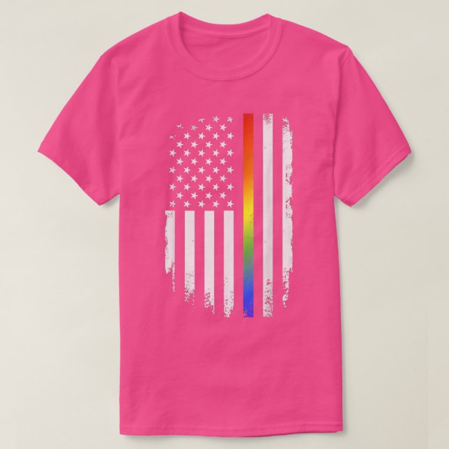 LGBT pride month support with rainbow US american  T Shirt (Design framsida)