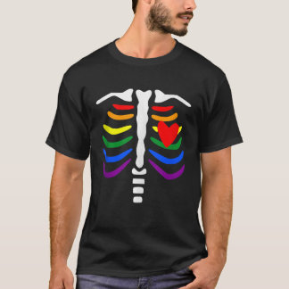 LGBT Pride Rib Cage Rainbow Skeleton Xray Funny LG T Shirt