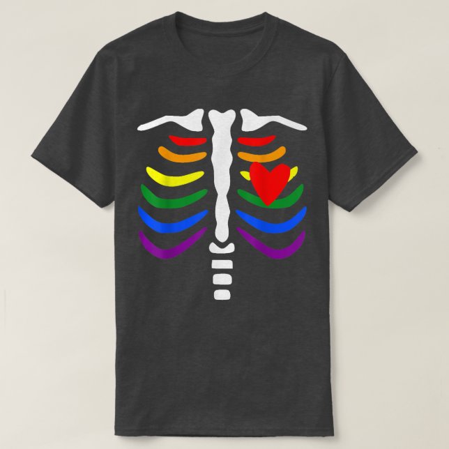 LGBT Pride Rib Cage Rainbow Skeleton Xray Funny LG T Shirt (Design framsida)