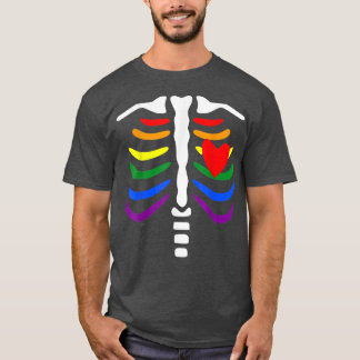LGBT Pride Rib Cage Rainbow Skeleton Xray Funny LG T Shirt