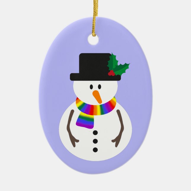 LGBT+ Pride Snöman Keramisk Ornament (Framsidan)