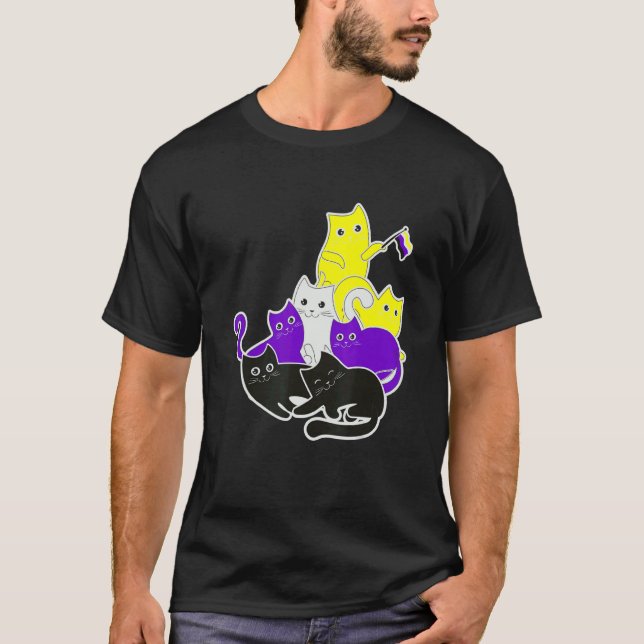 Lgbt Pride Social Movement Non Binary Cat Flagga T Shirt (Framsida)