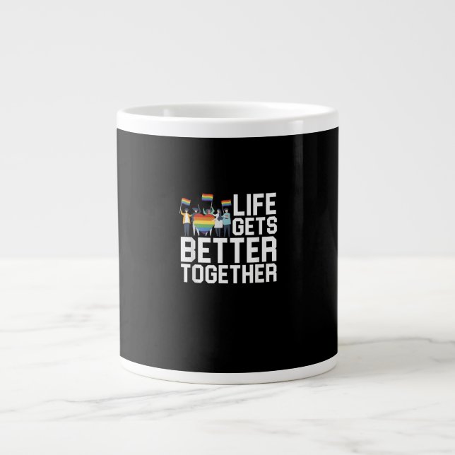 LGBT Pride Support Life Gets Better Together Inclu Jumbo Mugg (Framsidan)