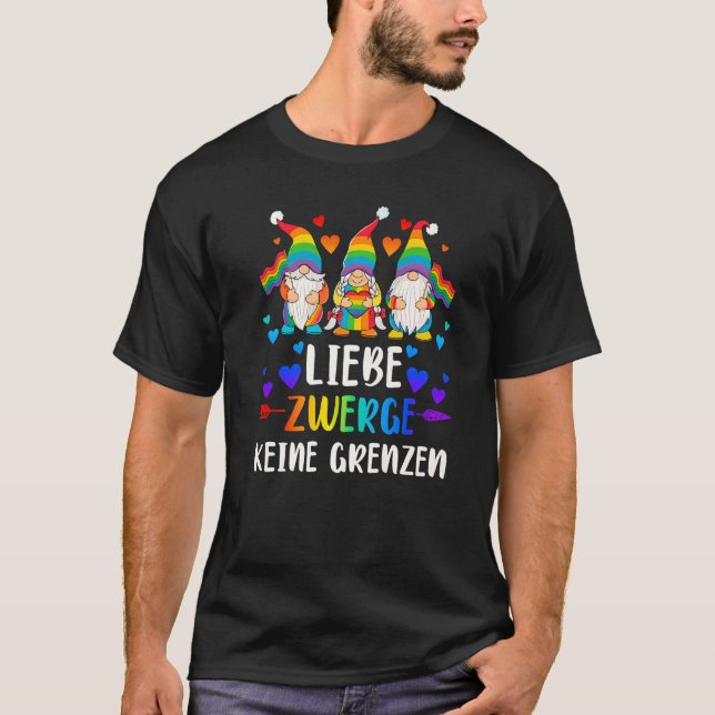 LGBT Pride Trädgårdstomtar Regnbågsfärger tyska T Shirt (Framsida)