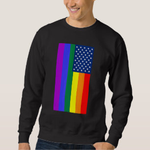 LGbt-Pridet Flagga American Flagga with Stars Sand Lång Ärmad Tröja