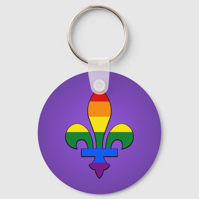 LGBT-pridet fleur-de-lis Keychain Nyckelring (Framsida)