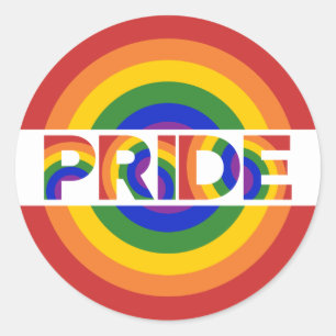LGBT-Pridet Psykedelic Geometric Rainbow Bullseye Runt Klistermärke