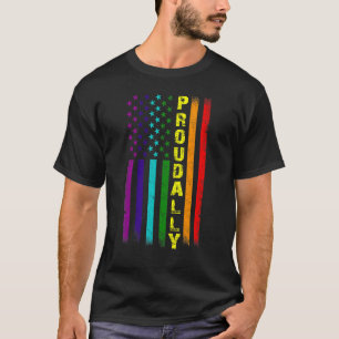 Lgbt Proud Ally Lgbtq Proud American Flaggor Rainb T Shirt