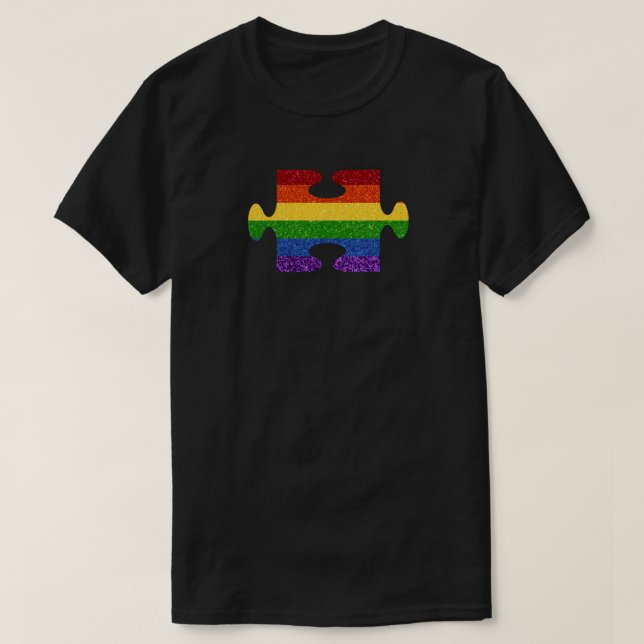 LGBT Puzzle-Pridet Flagga Glitter T Shirt (Design framsida)