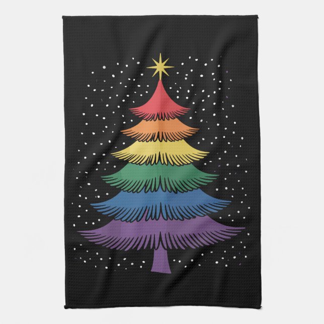 LGBT-Q Pride Christmas Tree Pajama Rainbow Flag Kökshandduk (Vertikal)