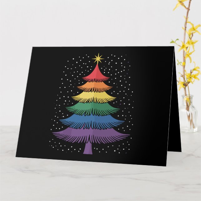 LGBT-Q Pride julgran Pajama regnbågsflagga Kort (Gul blomma)