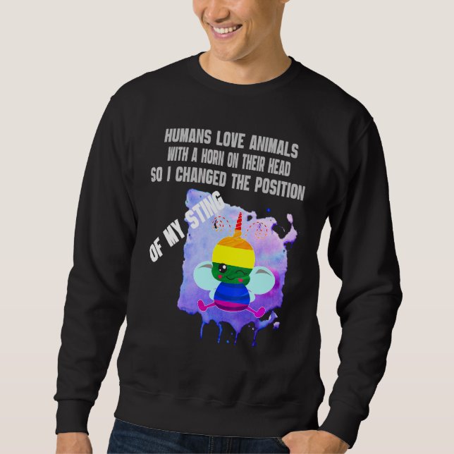 Lgbt Rainbow Bee Idea Apiolog Bee Gay Bibiodling Lång Ärmad Tröja (Framsida)