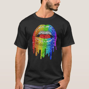 Lgbt Rainbow Bling Läppar Pride Gay Bisexual Lesbi T Shirt
