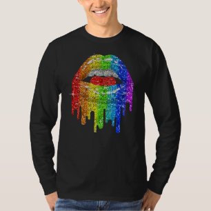 Lgbt Rainbow Bling Läppar Pride Gay Bisexual Lesbi T Shirt