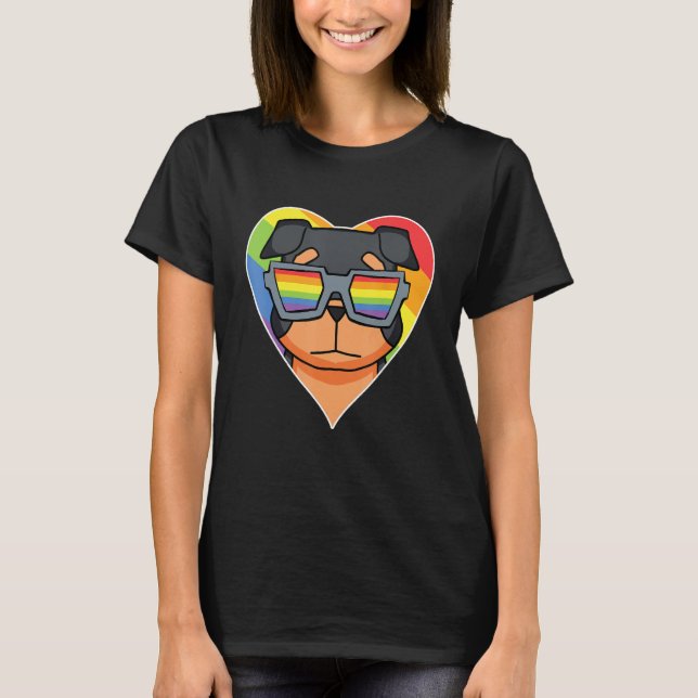 LGBT Rainbow   Dog Rottweiler   Gay Pride   Dog Ow T Shirt (Framsida)
