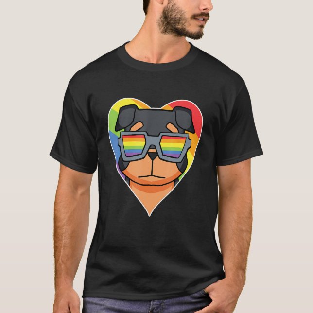 LGBT Rainbow   Dog Rottweiler   Gay Pride   Dog Ow T Shirt (Framsida)