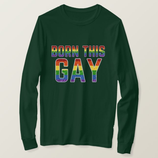 LGBT Rainbow Glitter har fött den här galgen T Shirt (Design framsida)