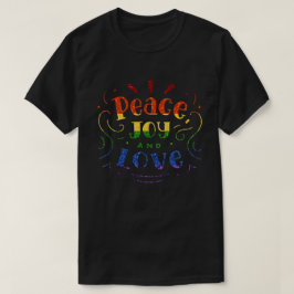 LGBT Rainbow Glitter Peace Joy Kärlek T Shirt
