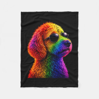 Lgbt rainbow goldendoodle with sunglasses gay fleecefilt