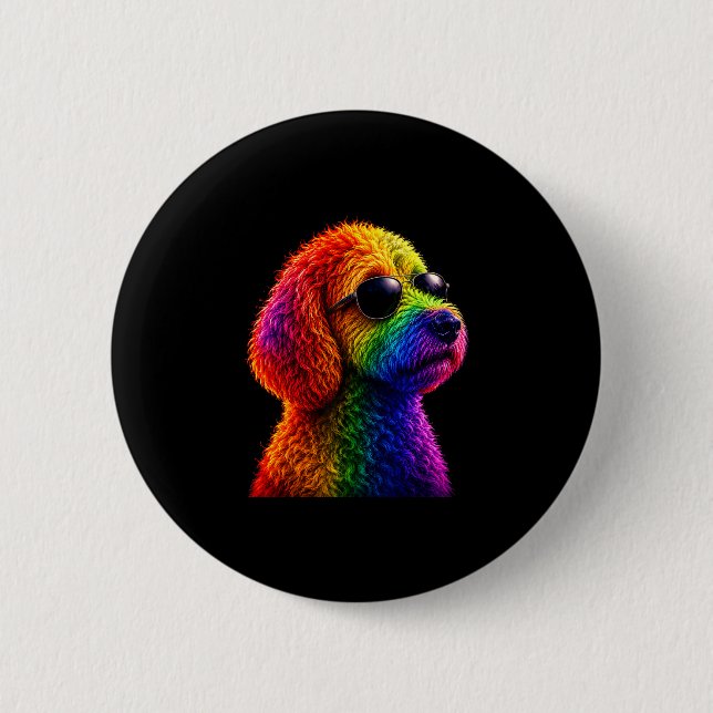 Lgbt rainbow goldendoodle with sunglasses gay knapp (Framsida)