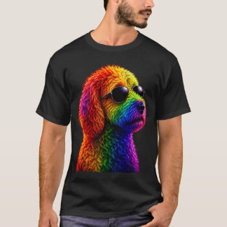 Lgbt rainbow goldendoodle with sunglasses gay t shirt