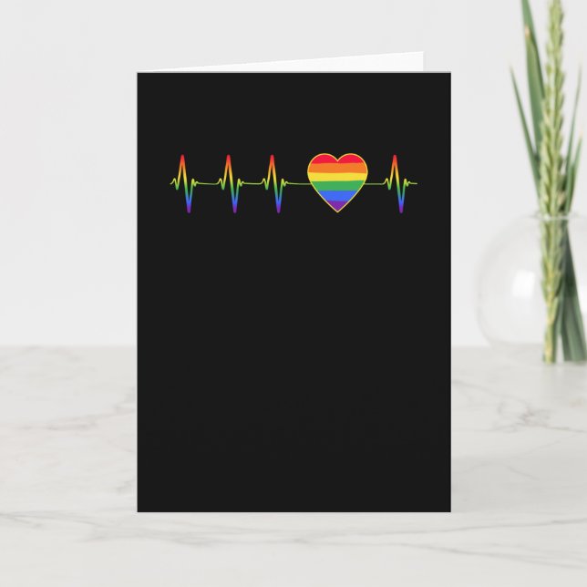 LGBT Rainbow Heartslag EKG Kort (Framsida)