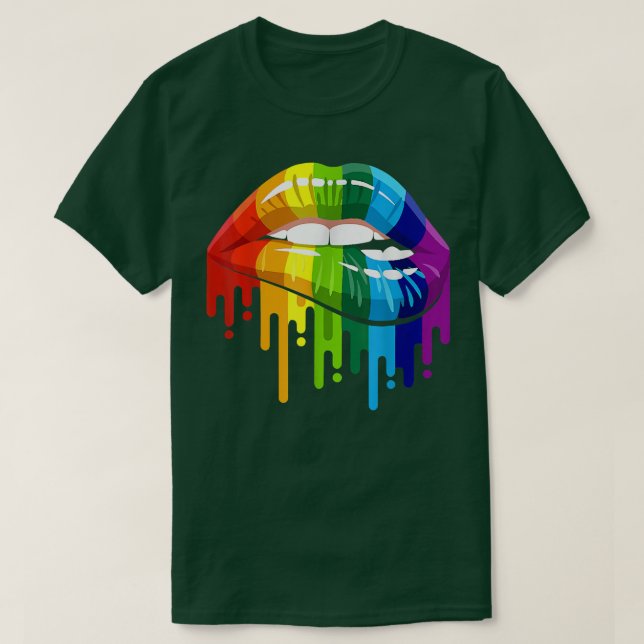 LGBT Rainbow Lip Gay Pride  T Shirt (Design framsida)