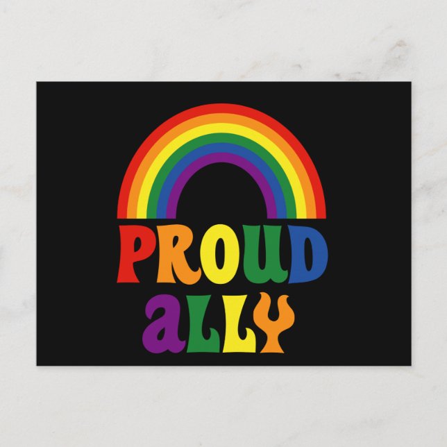 LGBT Rainbow Pride Proud Ally Gift Meddelande Vykort (Framsida)