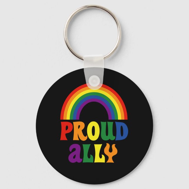 LGBT Rainbow Pride Proud Ally Gift Nyckelring (Framsida)