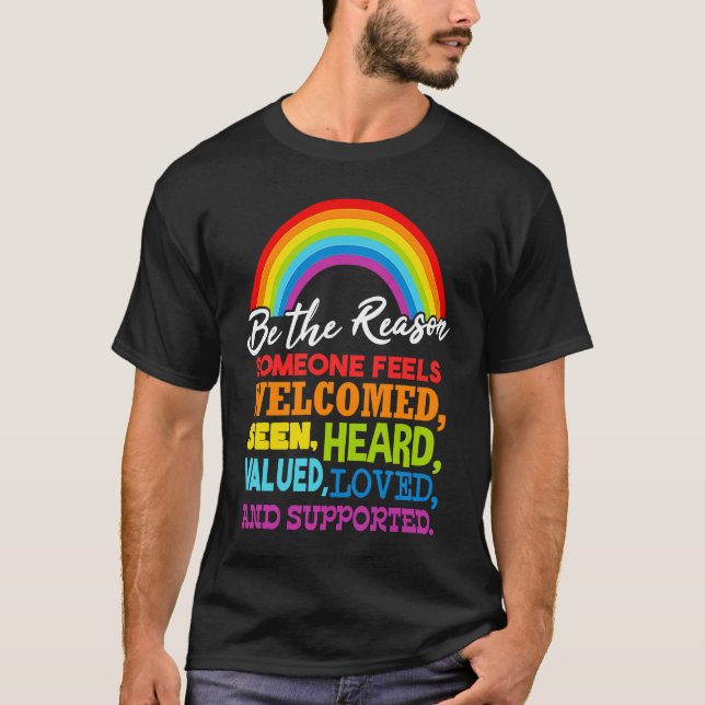 LGBT Rainow Flag T Shirt (Framsida)