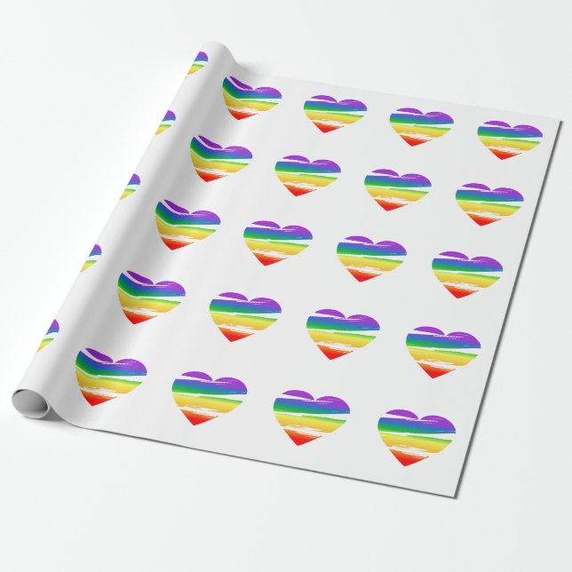 Lgbt regnbåge hjärta borste effekt presentpapper (Utrullad)