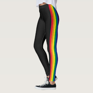 Lgbt regnbåge rand gay pride flagga svart leggings