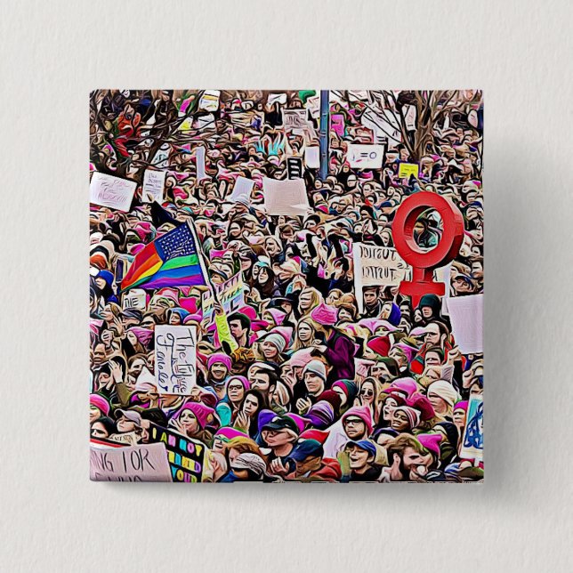 LGBT & regnbågen undertecknar på kvinna mars Knapp (Framsida)